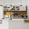 Bubble Tea Shop Interior Design With Counter Drink Displays Menu Board And Hanging Lights