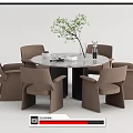 Modern Dining Table and Chair Combination Round Table Dining Table and Chair Combination 3d model