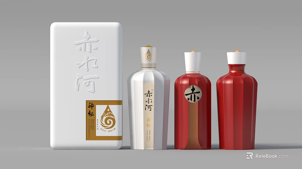 Chishuihe Liquor Bottles With Elegant Gift Box And Unique Designs 3d model 