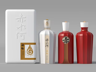 Chishuihe Liquor Bottles With Elegant Gift Box And Unique Designs 3d model