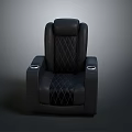 Black Leather Recliner Chair With Diamond Quilted Design And Armrest Cup Holders