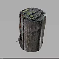 Weathered Wooden Stump With Stone Copper Patina Accents And Natural Grain Texture