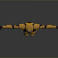 Futuristic Armored Mech Character In Yellow Black Suit With Outstretched Arms