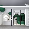 Pinbopo Family Friendly Dessert Shop With White Exterior Green Spherical Decorations And Glass Doors