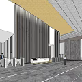 Elegant Modern Reception Desk In Spacious Lobby With Polished Floor And Ceiling Lighting