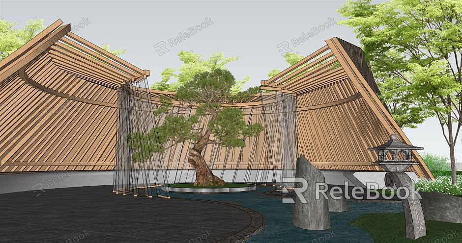 New Chinese Style Gallery Frame Bamboo Landscape Gallery model