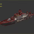 Military Warship With Camouflage Paint Radar Equipment And Number 82