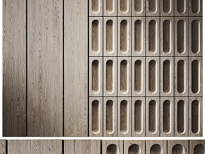 Wooden Background Wall Design With Textured Grain And Decorative Hole Patterns 3d model