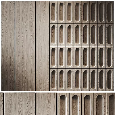 Wooden Background Wall Design With Textured Grain And Decorative Hole Patterns 3d model