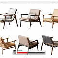 Modern Leisure Chairs With Wooden Frames And Upholstered Seats In Various Colors
