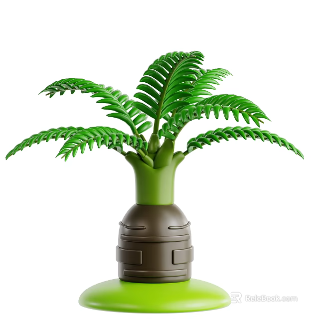 Green Fern Plant With Lush Green Fronds In Brown Decorative Container For Indoor Decoration 3d model 