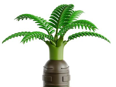 Green Fern Plant With Lush Green Fronds In Brown Decorative Container For Indoor Decoration 3d model