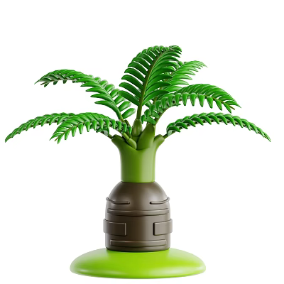 Green Fern Plant With Lush Green Fronds In Brown Decorative Container For Indoor Decoration 3d model