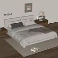 Modern Double Bed Room with Wooden Nightstands and Neutral Bedding