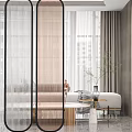 Modern Glass Room Dividers With Geometric Patterns And Elegant Metal Frames 3d model