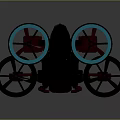 Futuristic Drone With Four Propellers Two Blue Rings And Black And Red Body Design