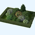 Well Trimmed Bushes In Square Hedge Border With Varied Shapes And Colorful Foliage