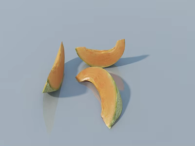 Fresh Honeydew Melon Slices On Light Blue Background With Shadows 3d model