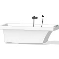 Modern Freestanding White Bathtub Design With Chrome Faucet And Side Shelf