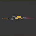 Futuristic Yellow And Black Spaceship With Pink Thrusters And Sleek Design