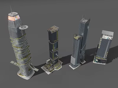 Future Architecture Concepts Featuring Futuristic Skyscrapers With Spiral And Layered Designs 3d model