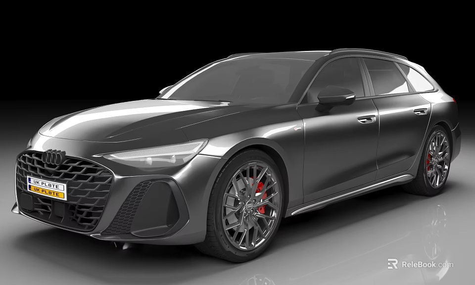 Audi Sporty Wagon With Silver Body Black Grille And Red Brake Calipers 3d model 