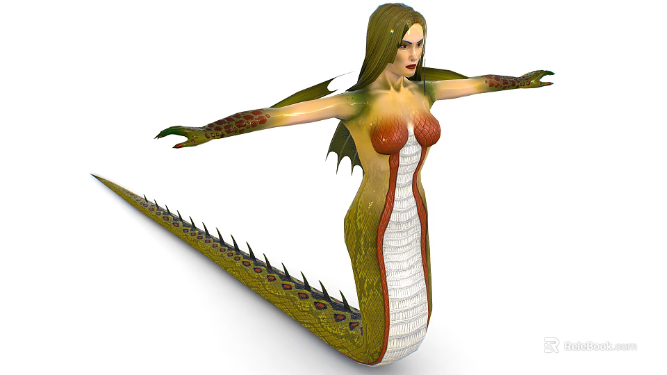 Snake Human Hybrid Character With Female Upper Body And Scaled Serpent Lower Half 3d model 