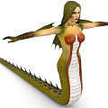 Snake Human Hybrid Character With Female Upper Body And Scaled Serpent Lower Half