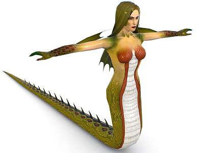 Snake Human Hybrid Character With Female Upper Body And Scaled Serpent Lower Half 3d model