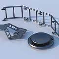 Industrial Metal Components Including Railings Bracket And Circular Base 3d model