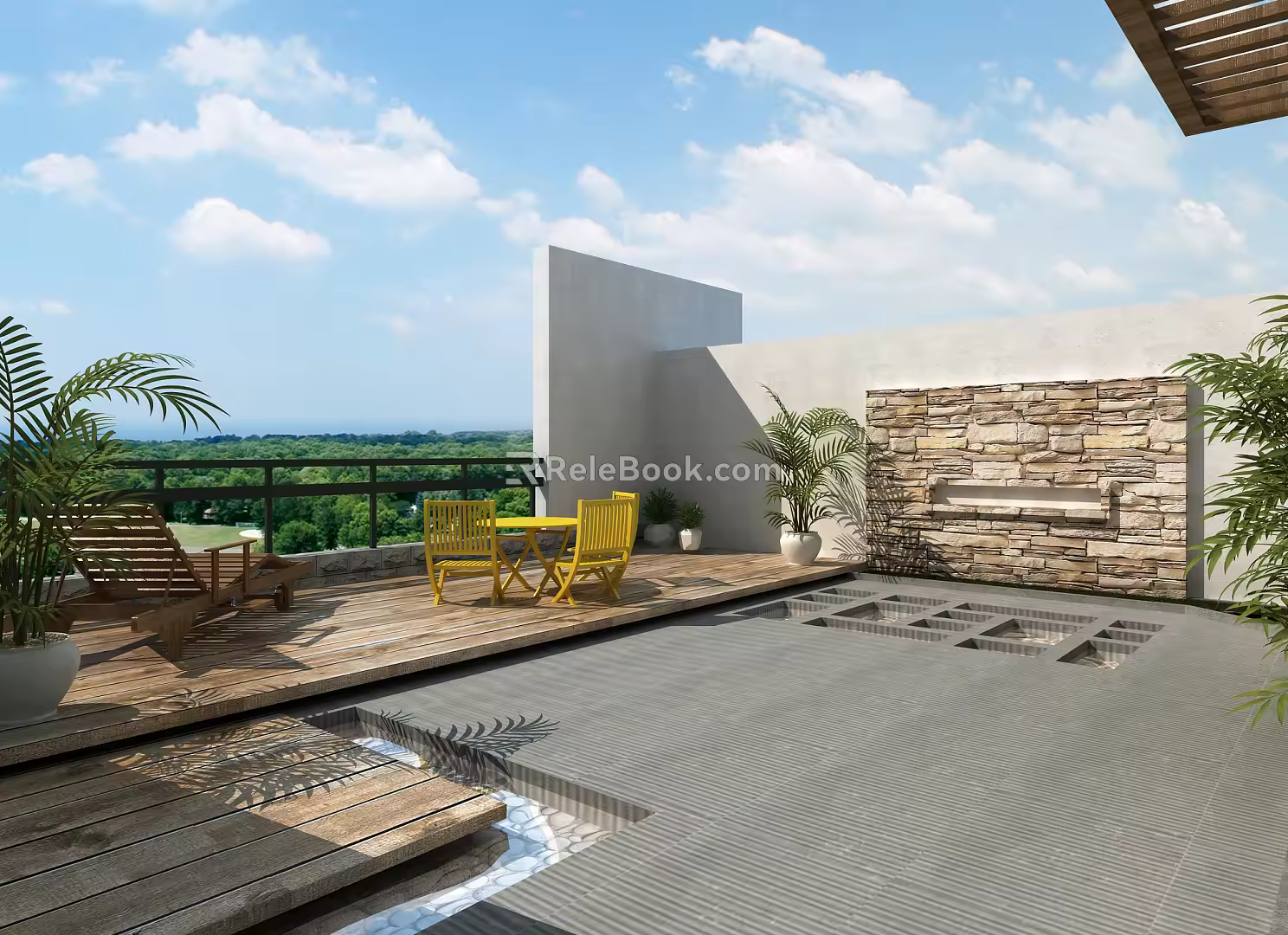 Modern Balcony Terrace 3d model