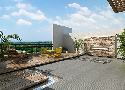 Modern Balcony Terrace 3d model