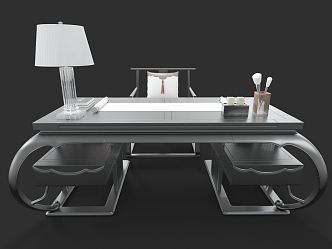 New Chinese Style Desk and Chair 3d model