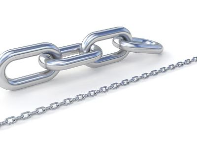 Shiny Silver Metallic Chain With Interconnected Metal Links And Solid Structure 3d model