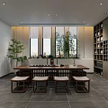 Modern Reception Area Interior Design With Recessed Lighting Potted Plants And Tile Flooring