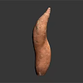 Single Fresh Sweet Potato With Natural Curved Shape And Healthy Organic Food