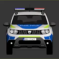 White POLITIA Police SUV Car With Blue Red Stripes And Emergency Lights