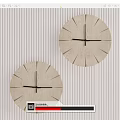 Two Wooden Clocks with Simple Design Mounted on Striped Wall Background 3d model