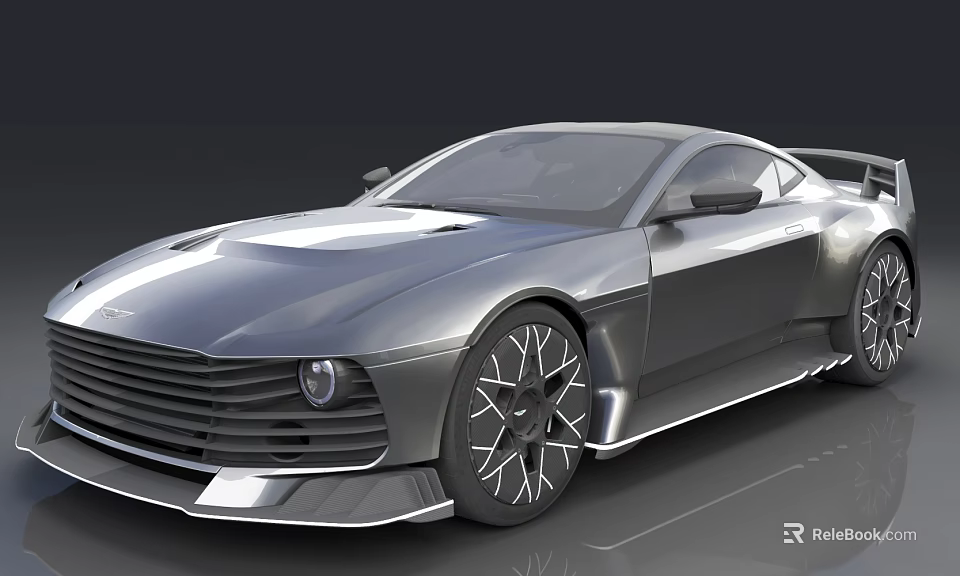 Silver Modern Sports Car With Sleek Body Large Alloy Wheels And Unique Grille 3d model 