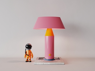 Modern Pink Coral Red Dopamine Memphis Cartoon Children Table Lamp 3d model