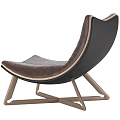 Modern Brown Leather Accent Chair With Stitched Details Sleek Metal Frame And Comfortable Design