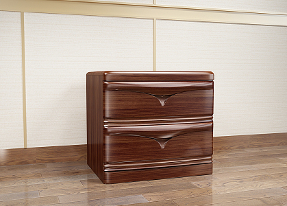 Modern Bedside Table Solid Wood Bedside Cabinet 3d model