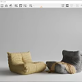 Gray and Yellow Bean Bag Chairs with Soft Blanket for Comfortable Seating