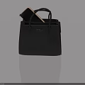 Black FURLA Handbag With Brown Item Inside On Light Blue Background With Reflection 3d model