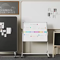 Assorted Display Boards Including Rolling Whiteboard Small Blackboard And Presentation Materials