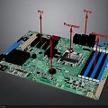 Detailed View of Computer Motherboard with Processor Memory PCI Slots and Ports