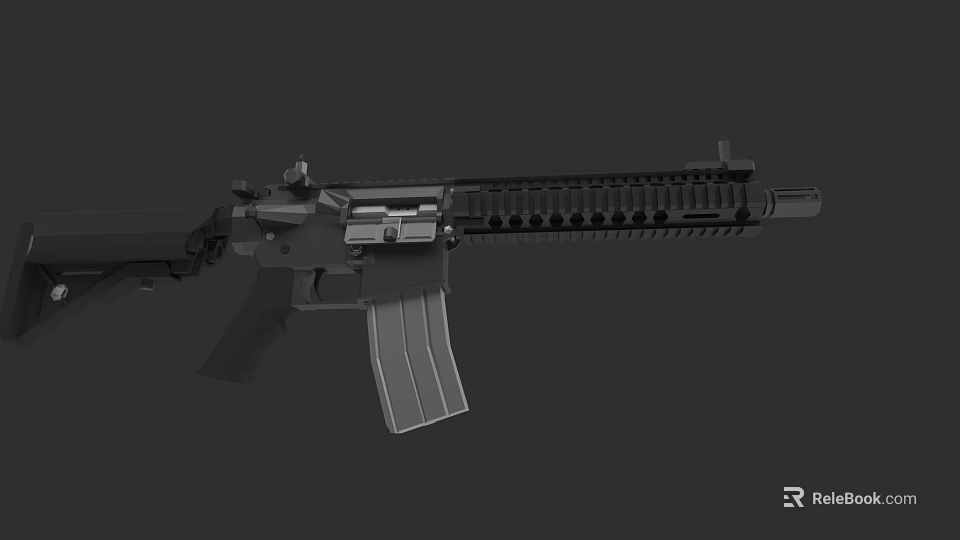 Modern Tactical Assault Rifle With Detachable Magazine Picatinny Rail And Barrel 3d model 