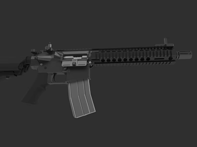 Modern Tactical Assault Rifle With Detachable Magazine Picatinny Rail And Barrel 3d model