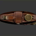 Vintage Red Leather Flask With Golden Cap Round Metal Buckle And Stitches Design