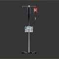 Medical IV Stand Equipment With Red Fluid Bag And Control Panel